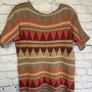 Chaps Southwestern Aztec Print Knit Sweater Boho Desert Style Small